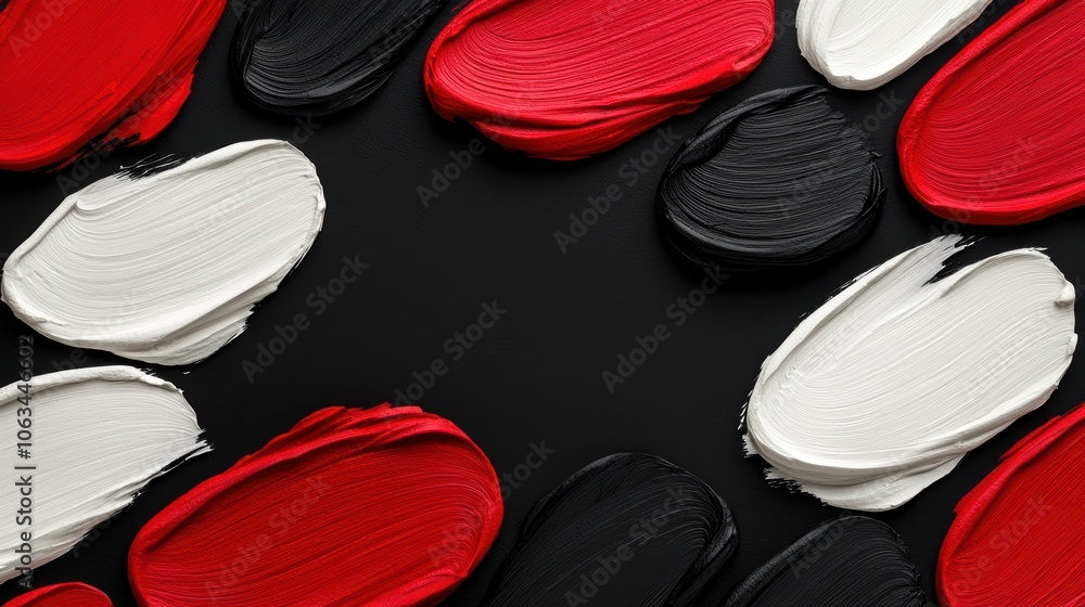 Poster dynamic brush stroke pattern in navy blue, white, and red on deep background - modern and edgy desig