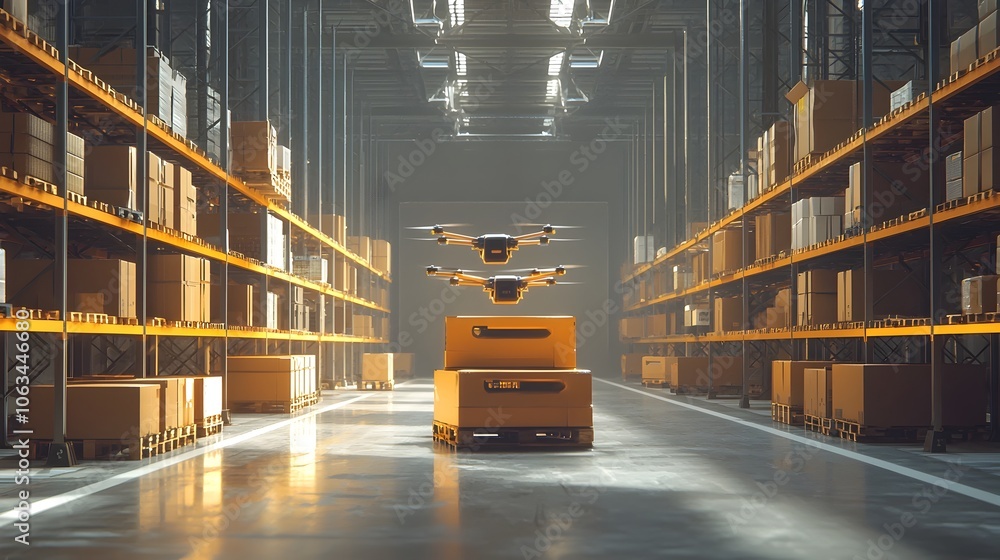 Aufkleber fully automated high tech warehouse with efficient robotic logistics