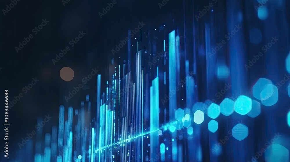 Poster abstract blue data visualization in digital space