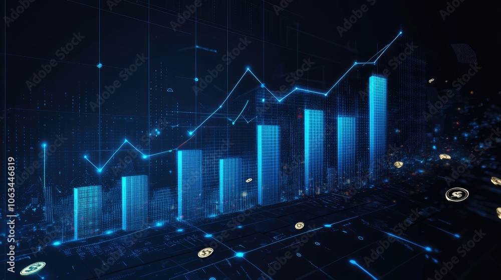 Poster modern data analytics and financial growth visualization