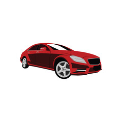 Fototapeta premium Illustration of a red sedan car 