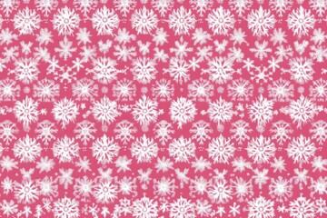 Fototapeta premium White snowflake pattern on a pink background, creating a festive winter design