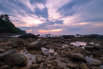 Beautiful sunset time near the beach at Khao Lake national park, Thailand