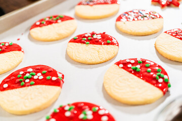 Decorating with Red Melted Chocolate and Vibrant Green Sprinkles