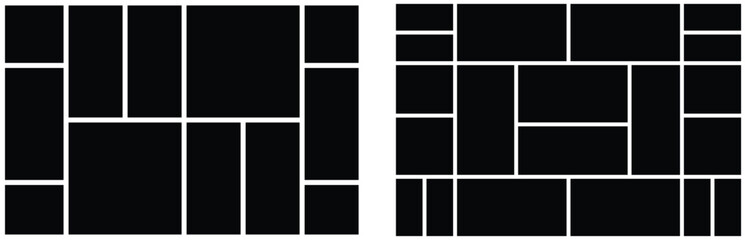 Collage set for photo album and web design layout. Texture pattern for picture display presentation. background and rectangle shape for wall mood board