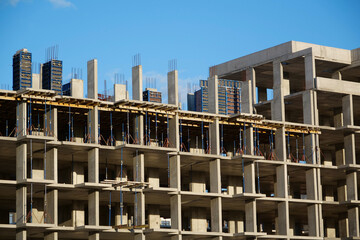 Unfinished construction of dwelling house. New reinforced concrete building