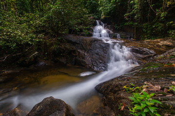 Beautiful waterfall in forest, Thailand.