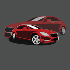 Illustration of a red sedan car 