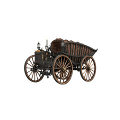 Fototapeta premium Antique Steam-Powered Wagon with Wooden Wheels and Carriage