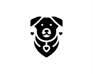 Dog logo design vector illustration. Black and white dog logo template