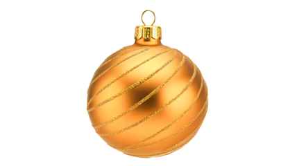 A single classic round Christmas ball ornament in metallic gold color with a gold cap hook.