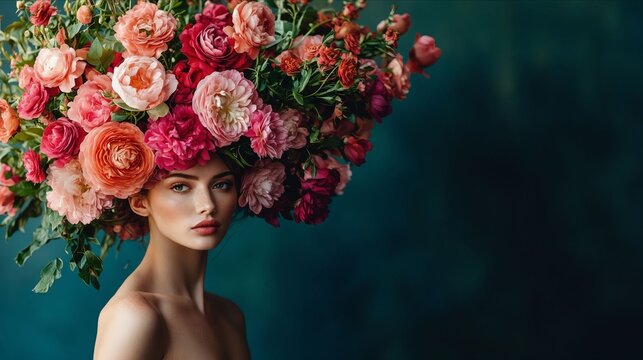 A woman with a flower crown on her head