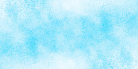 Grunge tint light blue watercolor abstract background, Aquarelle paint paper textured, blue sky with clouds,  Sky Nature Landscape Background, sky background with white fluffy clouds.