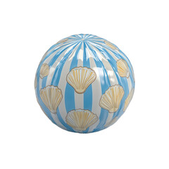 Blue and White Striped Ball with Seashells