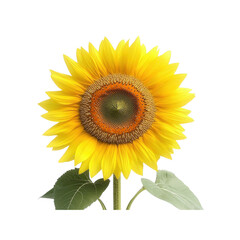 Fototapeta premium Single Sunflower with Green Leaves