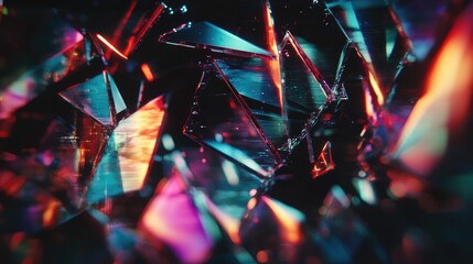 Fototapeta premium A textured, static-filled screen in rainbow colors, with bold geometric shapes, adding a surreal digital feel.