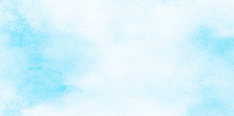 Grunge tint light blue watercolor abstract background, Aquarelle paint paper textured, blue sky with clouds,  Sky Nature Landscape Background, sky background with white fluffy clouds.