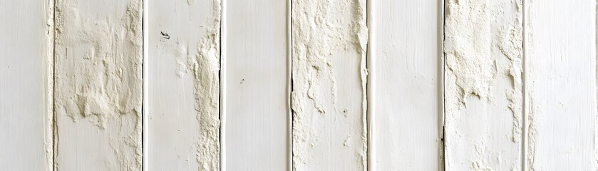 Weathered White Wooden Paneling with Flaking Paint