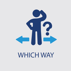 Man best decision icon making right choice person in confuse business direction crossroad 