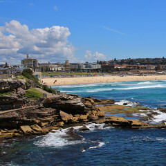 Bondi Beach and blue Pacific Ocean, Sydney.