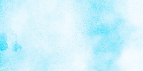 Grunge tint light blue watercolor abstract background, Aquarelle paint paper textured, blue sky with clouds,  Sky Nature Landscape Background, sky background with white fluffy clouds.