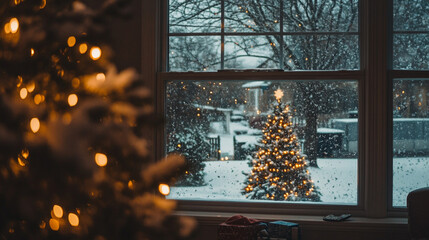 冬の温かい光が差し込む窓