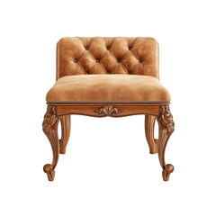 Fototapeta premium Elegant Upholstered Stool with Carved Wooden Legs