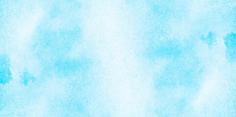 Grunge tint light blue watercolor abstract background, Aquarelle paint paper textured, blue sky with clouds,  Sky Nature Landscape Background, sky background with white fluffy clouds.