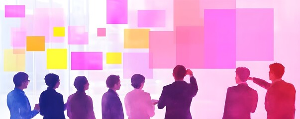 Fototapeta premium Entrepreneurs Collaborating with Post-It Notes