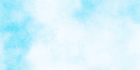 Grunge tint light blue watercolor abstract background, Aquarelle paint paper textured, blue sky with clouds,  Sky Nature Landscape Background, sky background with white fluffy clouds.