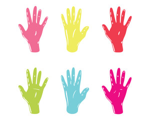 Multicolor Handprint Vector Illustration Set
