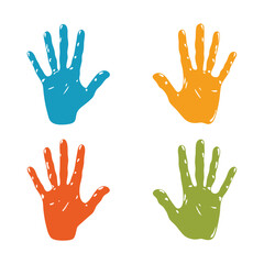 Multicolor Handprint Vector Illustration Set