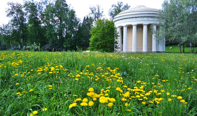 Russia. Ancient gazebo in Pavlovsk Landscape Park in the suburbs of Saint Petersburg.