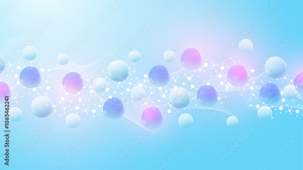 Poster molecular abstract structure background. scientific vector illustration with molecule dna. medical, 