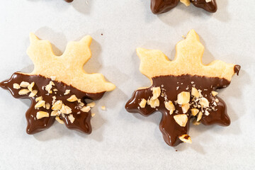 Making Cutout Sugar Cookies, Chocolate-Dipped, Hazelnut-Sprinkled