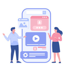 Software development. Web programming languages. css, html, it, ui. programmer cartoon character developing website, coding. flat illustration banner