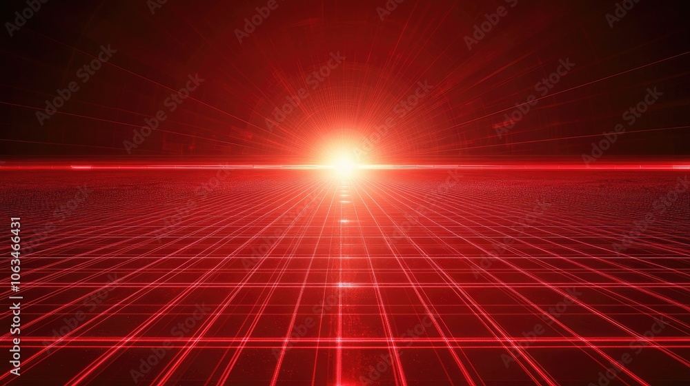 Poster vibrant red light with grid pattern background