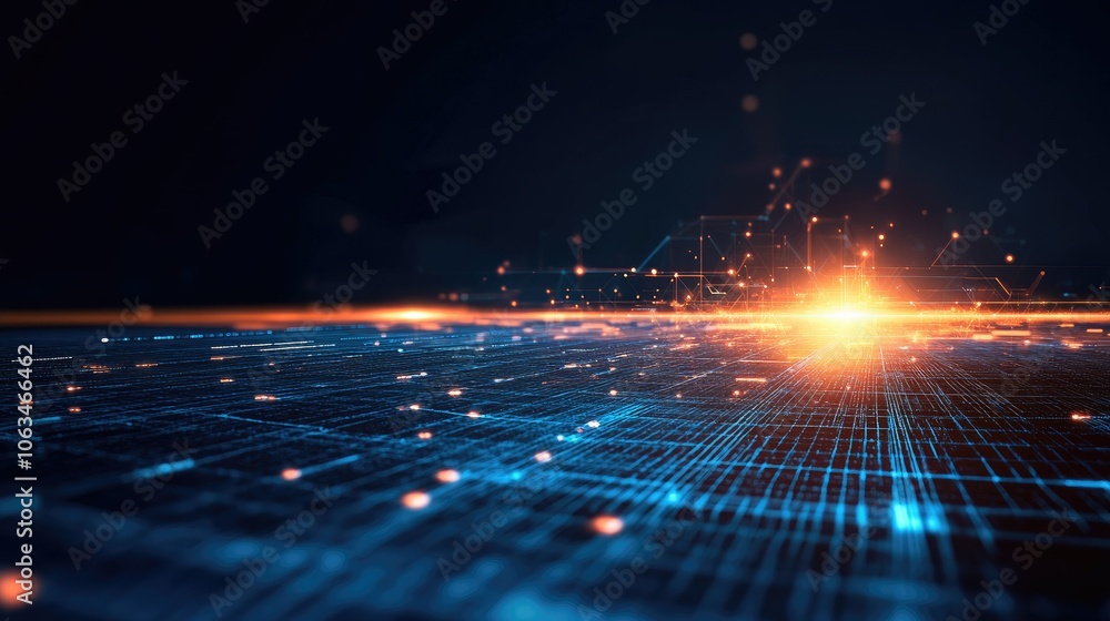 Poster dynamic technology background with light effects