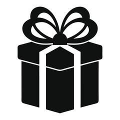 Vector Silhouette of a Gift Box with White Background