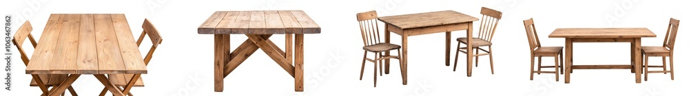 Poster transparent background of a wooden table with two chairs