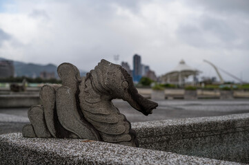 stone lion statue in the park