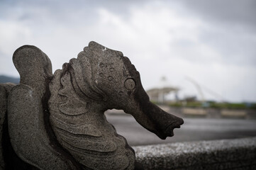 stone lion statue in the park