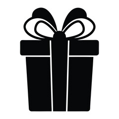 Vector Silhouette of a Gift Box with White Background