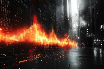 Obraz premium complex business graph illustrating stock market trends with upward trajectories and fluctuating lines capturing the essence of financial investment in a sleek and informative design