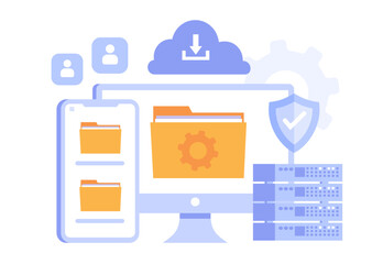 Database programmer concept, programming languages. css, html, it, ui. developing, coding. flat illustration programmer banner for website