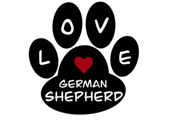 Vector of a dog paw print with the word 