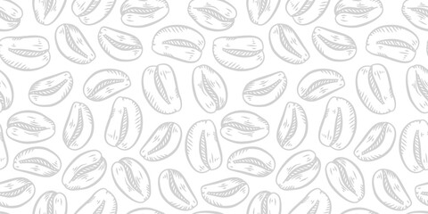 Coffee beans pattern background. Coffee beans wallpaper. Coffee beans illustration ideal for packaging. Pattern background with coffee beans. 