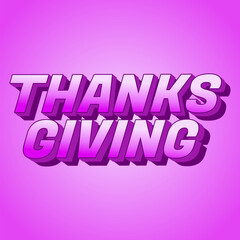 Thanksgiving text effect in bold font with 3D style