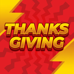 Thanksgiving text effect in bold font with 3D style