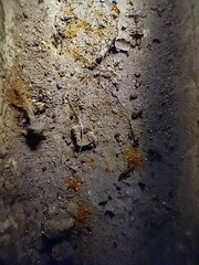 Corrosion with dirt on metal bar macro